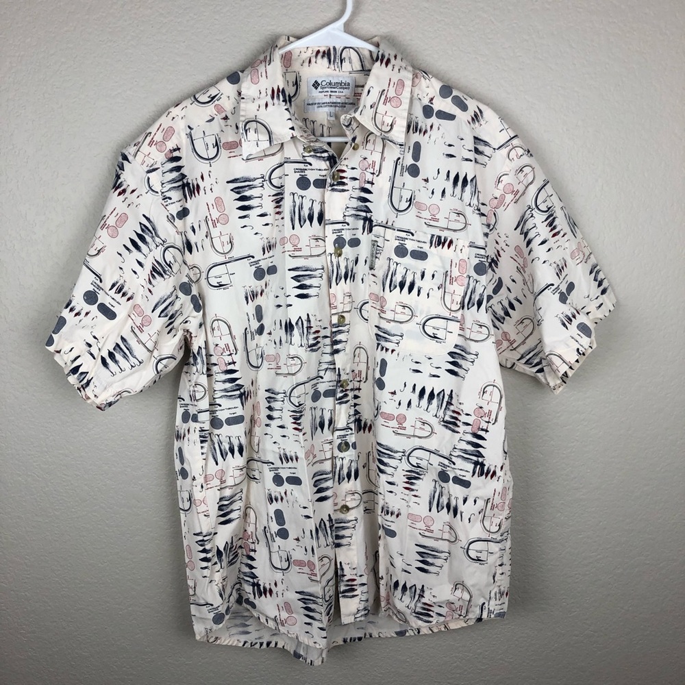 Columbia men’s large fisherman hook reels shirt